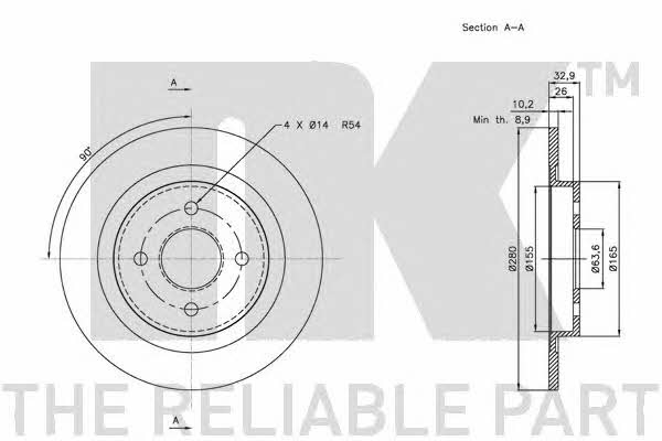 NK 202574 Rear brake disc, non-ventilated 202574