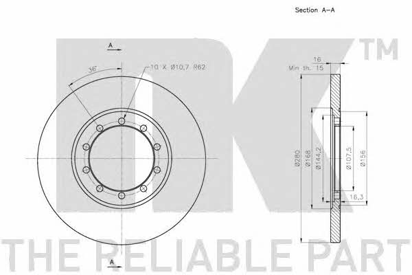 NK 202577 Rear brake disc, non-ventilated 202577