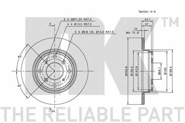 NK 202619 Rear brake disc, non-ventilated 202619