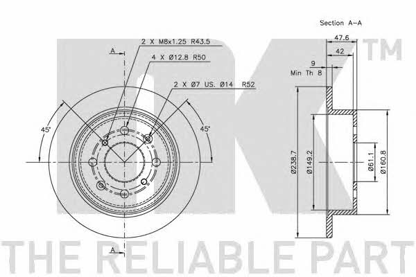 NK 202621 Rear brake disc, non-ventilated 202621