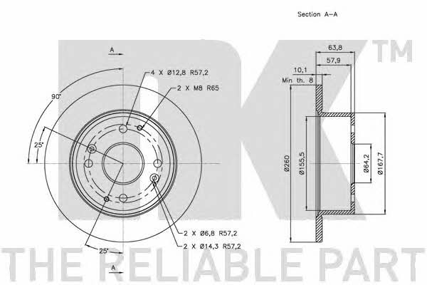 NK 202623 Rear brake disc, non-ventilated 202623