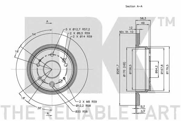 NK 202627 Rear brake disc, non-ventilated 202627