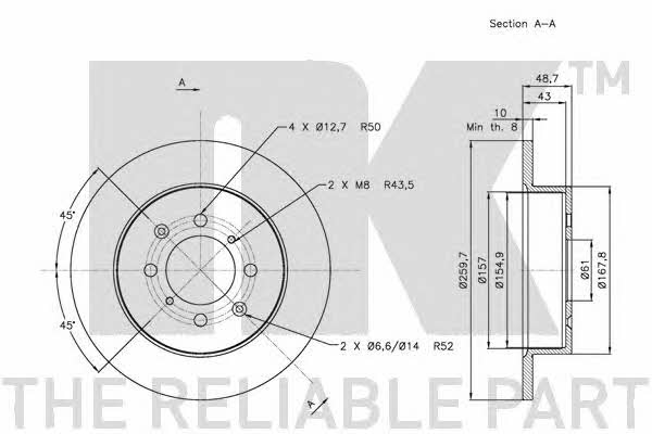 NK 202633 Rear brake disc, non-ventilated 202633