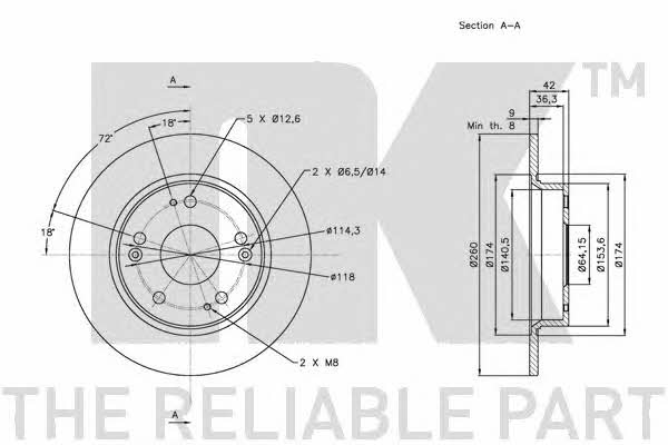NK 202641 Rear brake disc, non-ventilated 202641