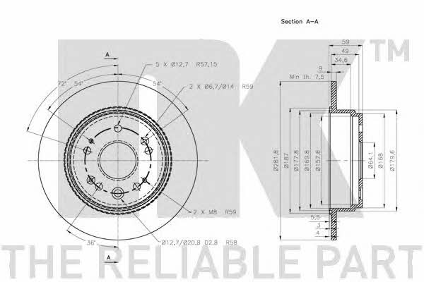 NK 202644 Rear brake disc, non-ventilated 202644