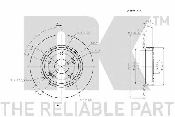 NK 202650 Rear brake disc, non-ventilated 202650