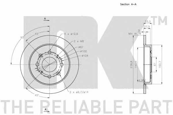 NK 202657 Rear brake disc, non-ventilated 202657