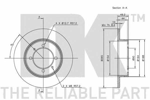 NK 203009 Rear brake disc, non-ventilated 203009