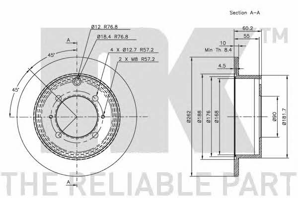 Rear brake disc, non-ventilated NK 203024
