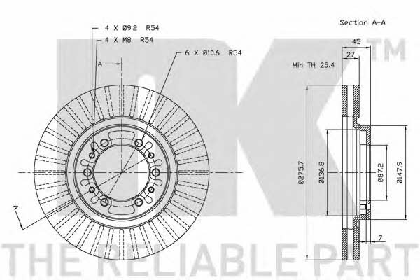 NK 203028 Front brake disc ventilated 203028