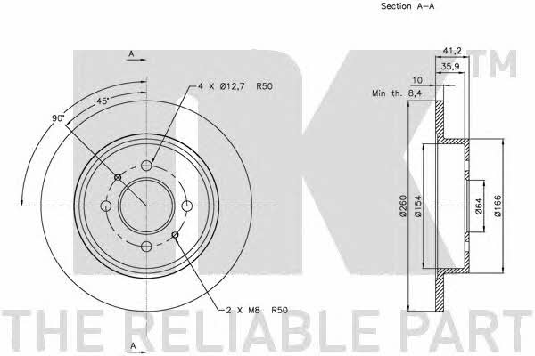 NK 203045 Rear brake disc, non-ventilated 203045