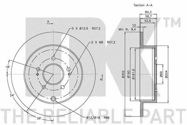 NK 203047 Rear brake disc, non-ventilated 203047