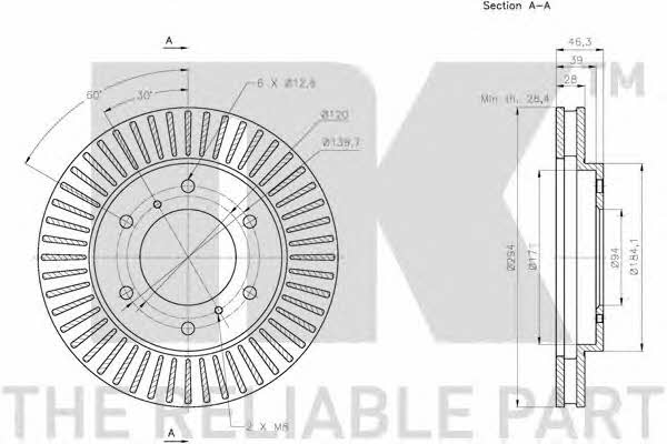 NK 203059 Front brake disc ventilated 203059