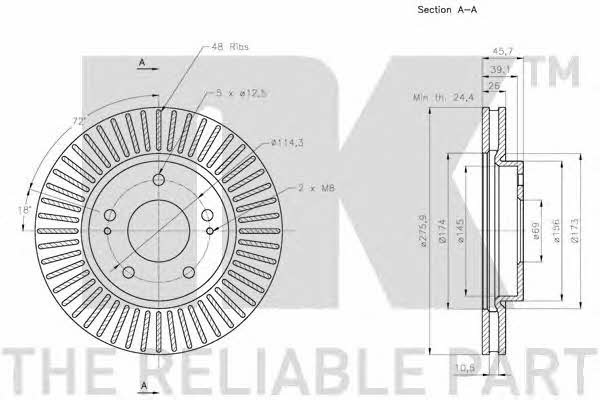 NK 203060 Front brake disc ventilated 203060