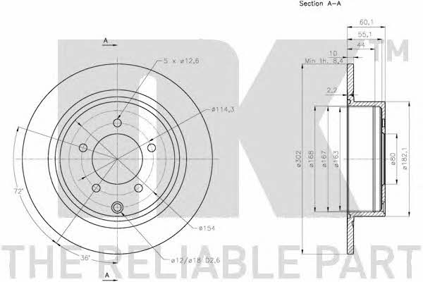 NK 203083 Rear brake disc, non-ventilated 203083