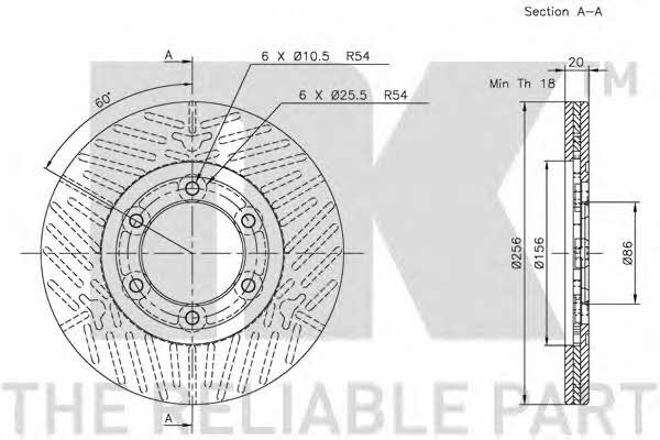 NK 203222 Front brake disc ventilated 203222