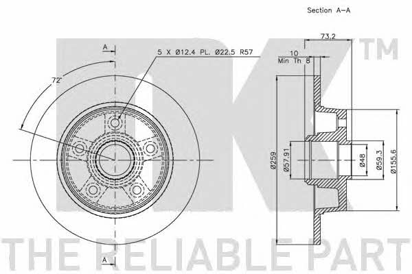 NK 203229 Rear brake disc, non-ventilated 203229