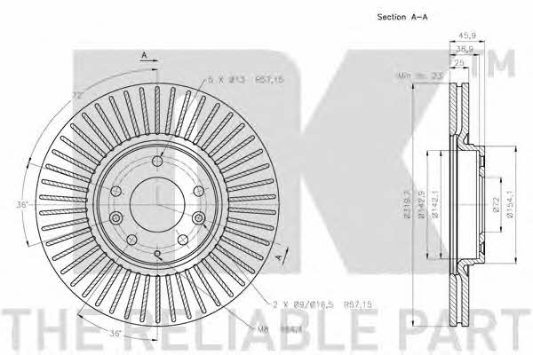 NK 203266 Front brake disc ventilated 203266