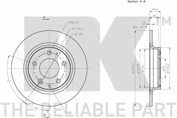 NK 203269 Rear brake disc, non-ventilated 203269