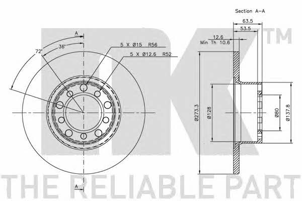 NK 203303 Unventilated front brake disc 203303