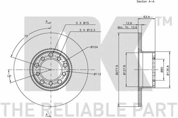NK 203304 Unventilated front brake disc 203304