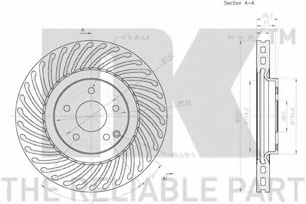 NK 2033114 Front brake disc ventilated 2033114