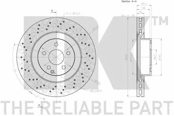NK 2033118 Front brake disc ventilated 2033118