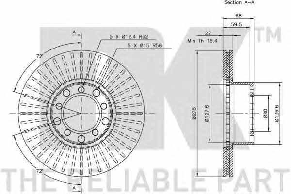 NK 203322 Front brake disc ventilated 203322