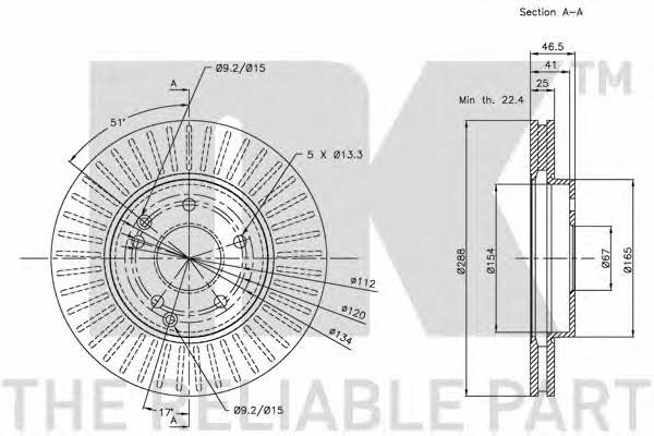 NK 203332 Front brake disc ventilated 203332