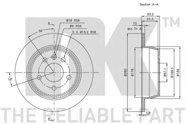 NK 203333 Rear brake disc, non-ventilated 203333