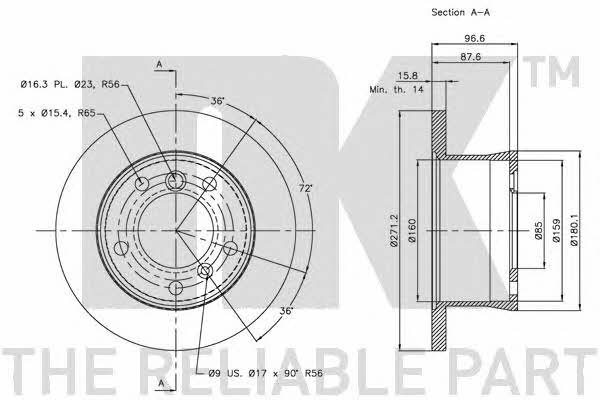 NK 203396 Rear brake disc, non-ventilated 203396