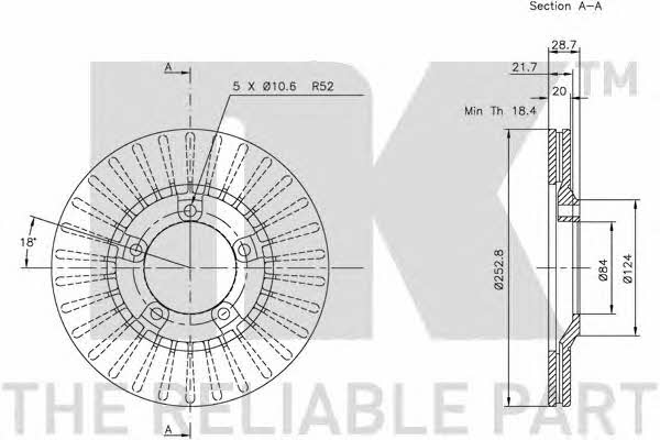 NK 203404 Front brake disc ventilated 203404
