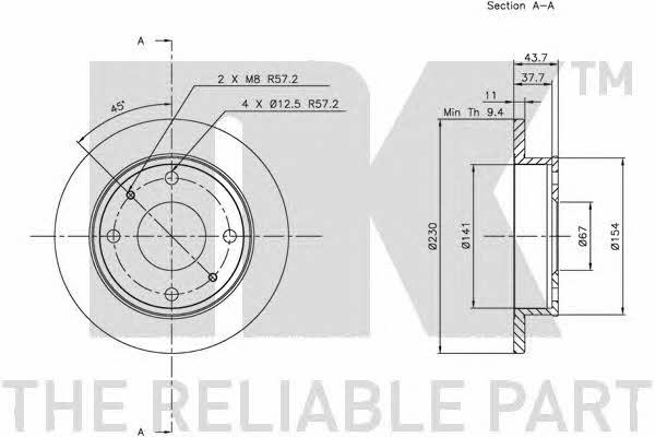 NK 203407 Unventilated front brake disc 203407