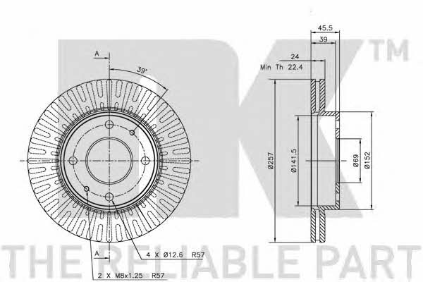 NK 203411 Front brake disc ventilated 203411