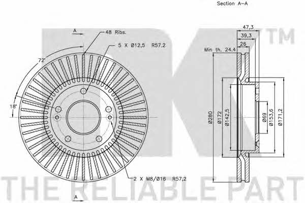 Front brake disc ventilated NK 203423