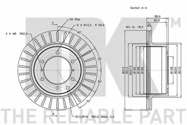 NK 203427 Rear ventilated brake disc 203427