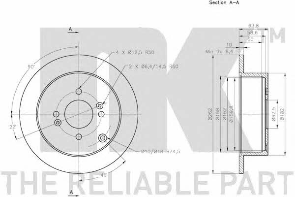 NK 203430 Rear brake disc, non-ventilated 203430