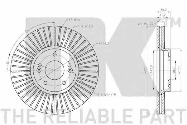 NK 203450 Front brake disc ventilated 203450