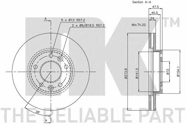 NK 203506 Front brake disc ventilated 203506