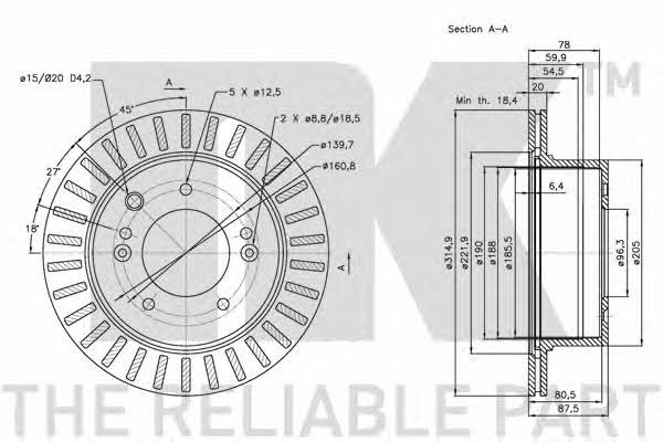 NK 203520 Rear ventilated brake disc 203520