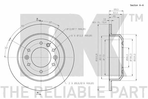 NK 203525 Rear brake disc, non-ventilated 203525