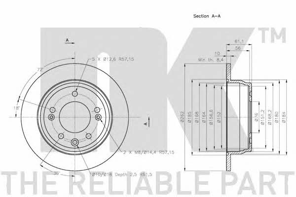 NK 203527 Rear brake disc, non-ventilated 203527