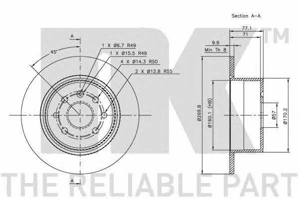 NK 203619 Rear brake disc, non-ventilated 203619