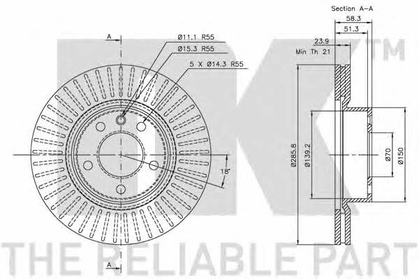 NK 203620 Front brake disc ventilated 203620