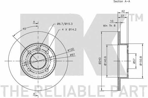 NK 203633 Rear brake disc, non-ventilated 203633