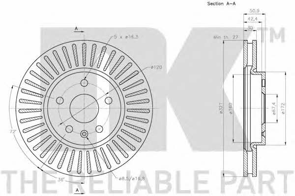 NK 203669 Front brake disc ventilated 203669