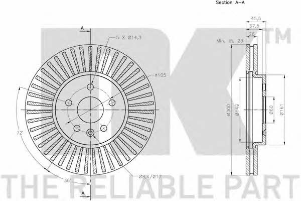 NK 203677 Front brake disc ventilated 203677