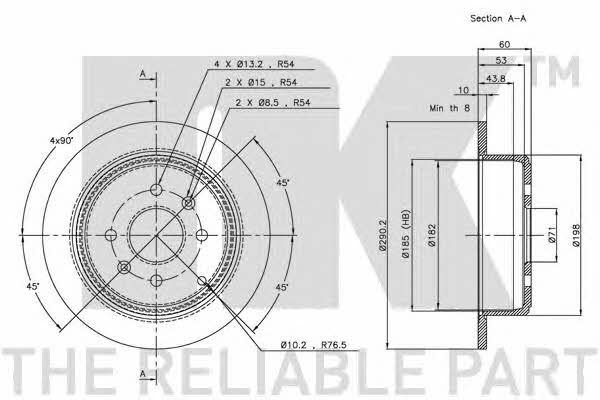 NK 203721 Rear brake disc, non-ventilated 203721