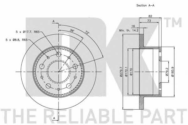 NK 203732 Rear brake disc, non-ventilated 203732