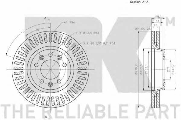 NK 203735 Front brake disc ventilated 203735